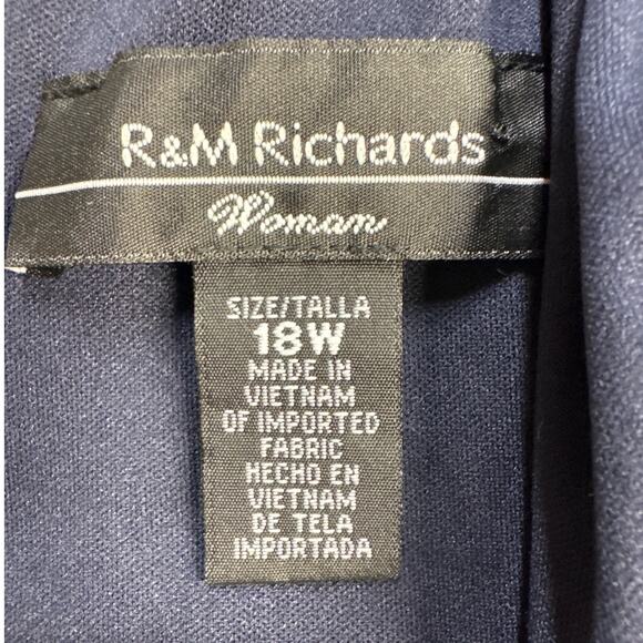 R&M Richards Navy Blue Rhinestone Tiered Asymmetrical Formal Pantsuit Women 18W - Picture 6 of 9
